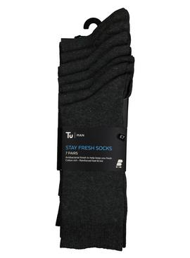 Grey Stay Fresh Socks 7 Pack - 12-14