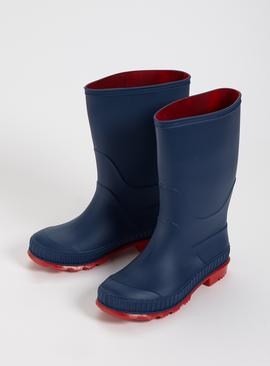 Navy & Red Wellies