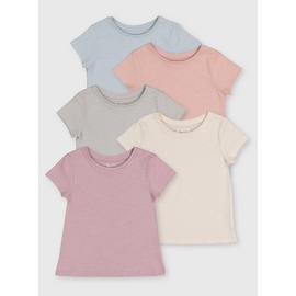 Pastel Crew Neck T-Shirts 5 Pack