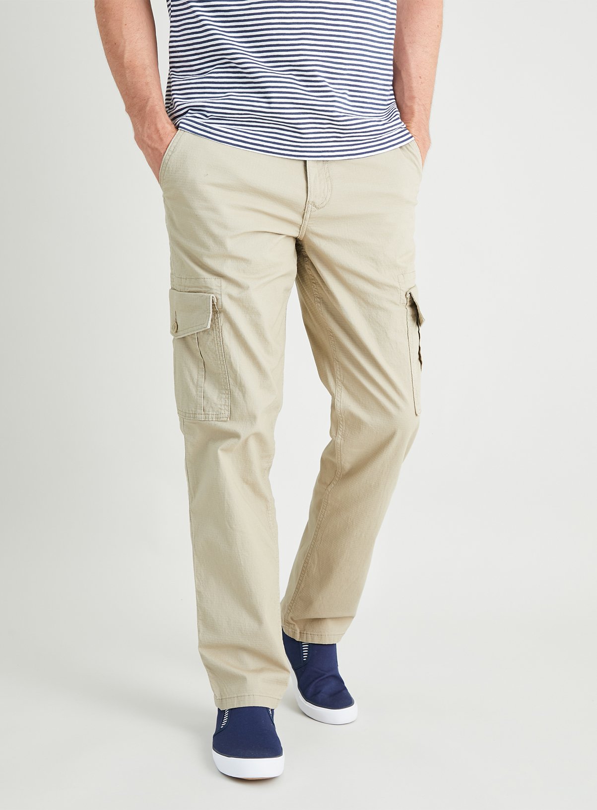 straight leg cargo trousers men's