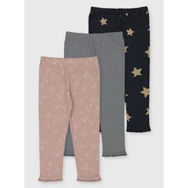Star, Grey & Pink Paisley Leggings 3 Pack