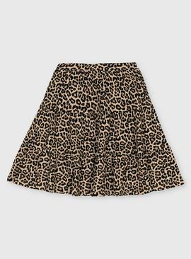 Leopard Print Tiered Skirt