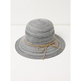 FATFACE Blue Striped Straw Bucket Hat - One Size