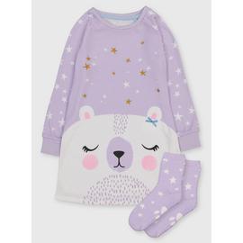 Lilac Polar Bear Nightdress & Socks