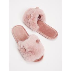 Pink Novelty Faux Fur Slider Slippers