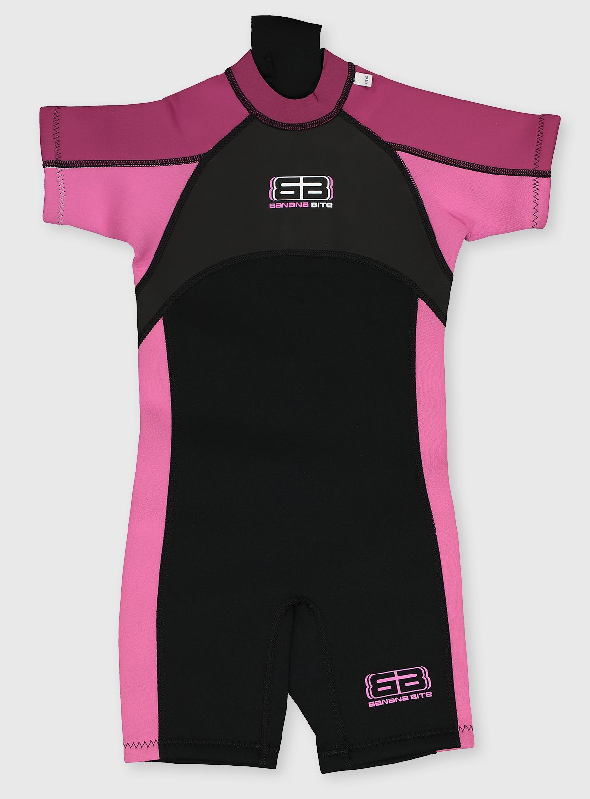 Kids' Short Sleeve Black & Pink Wetsuit  