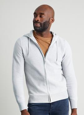Grey Textured Zip Through Hoodie