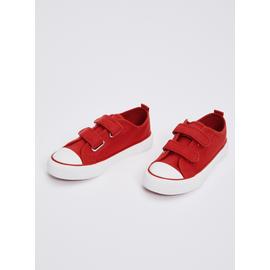 Red Canvas Twin Strap Trainers