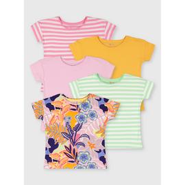 Bright Floral & Stripe T-Shirts 5 Pack