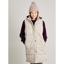 Cream Quilted Longline Shower Resistant Hooded Gilet