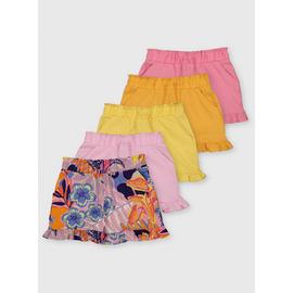 Bright Plain & Floral Jersey Shorts 5 Pack