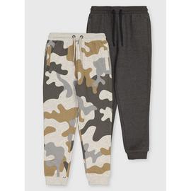 Camouflage & Grey Joggers 2 Pack