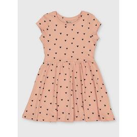 Pink Heart Print Jersey Dress