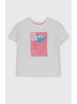 White Strawberry Print T-Shirt