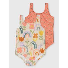 Flower & Rainbow Nappy Swimsuit 2 Pack