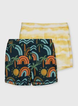 Rainbow & Yellow Nappy Swim Shorts 2 Pack