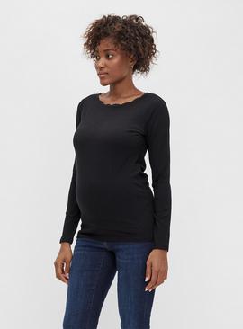 Green Lace Trim Maternity Top