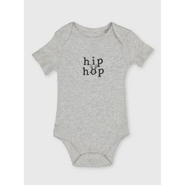 Grey Hip Hop Slogan Bodysuit