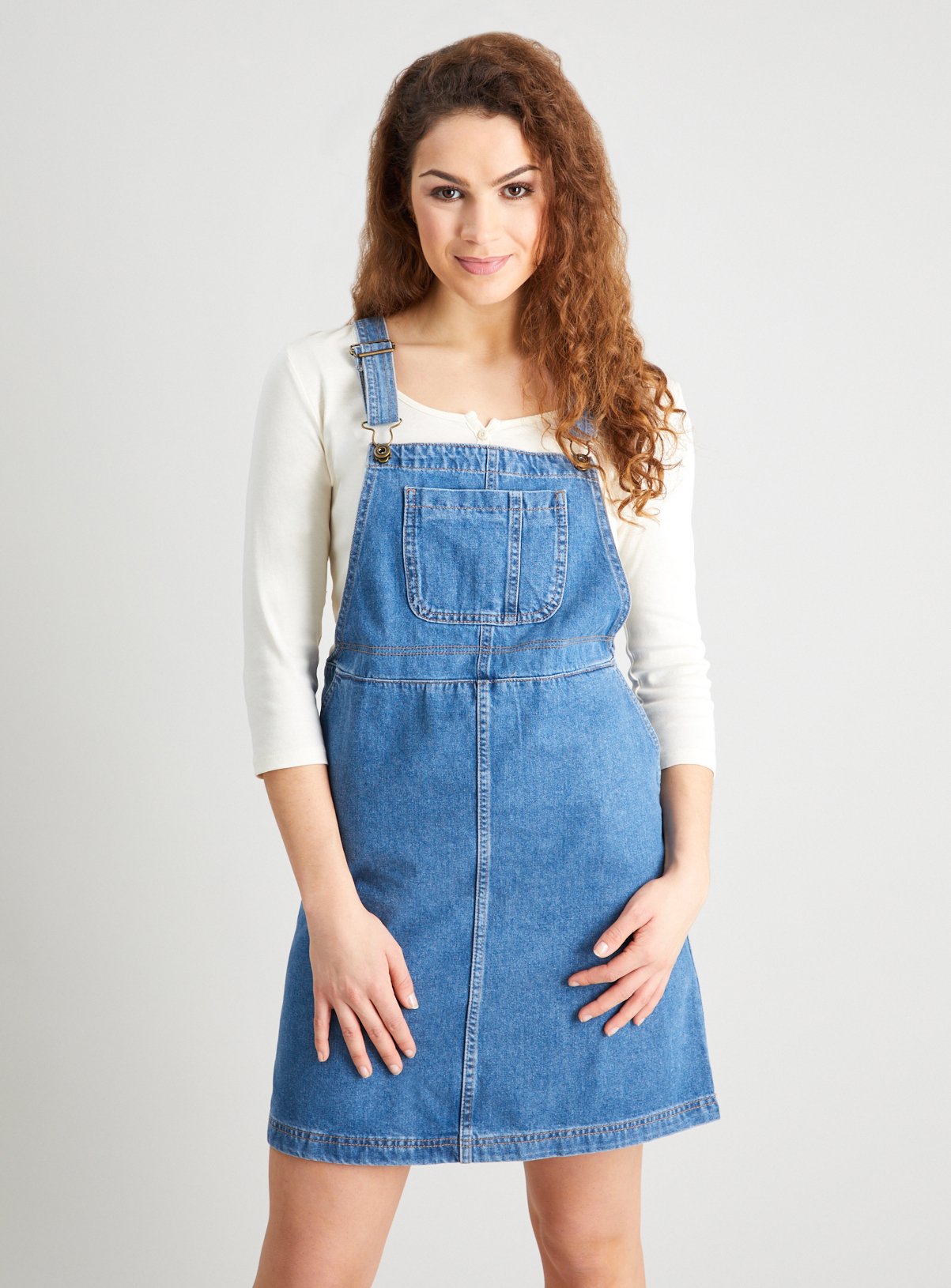 city chic denim pinafore