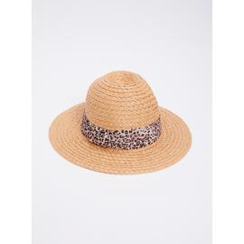 Animal Print Band Straw Stetson Hat - One Size
