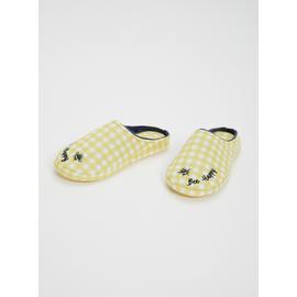 Yellow Gingham Bee Mule Slippers