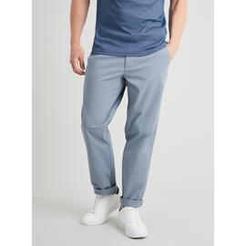 Light Blue Straight Leg Belted Chino With Stretch