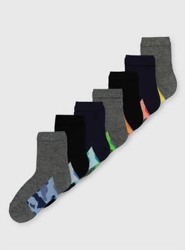 Camouflage Detail Socks 7 Pack
