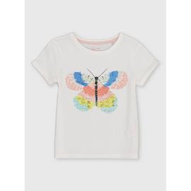 White Butterfly Print T-Shirt