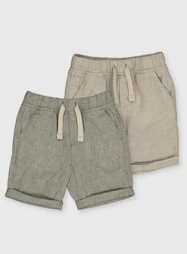 Neutral Linen-Rich Shorts 2 Pack