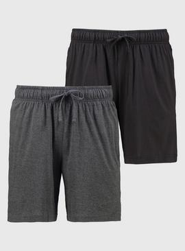 Black & Grey Jersey Lounge Shorts 2 Pack 