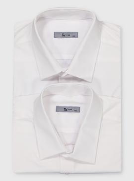 White Regular Fit Long Sleeve Easy Iron Shirt 2 Pack