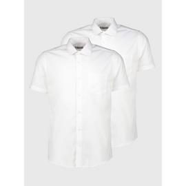 White Easy Iron Regular Fit Short Sleeve Shirt 2 Pack