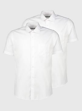 White Easy Iron Regular Fit Short Sleeve Shirt 2 Pack