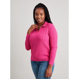 Pink Soft Touch Mini Cable Knit Collar Jumper
