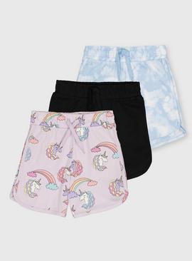 Lilac Unicorn, Sky & Black Shorts 3 Pack