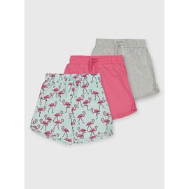 Flamingo Print, Pink & Grey Shorts 3 Pack