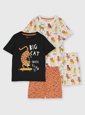 Big Cat Shortie Snuggle Fit Pyjamas 2 Pack