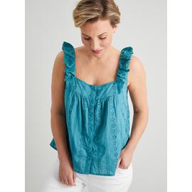 White Broderie Frill Vest Top