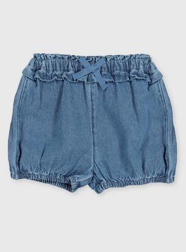 Denim Shorts With Bow
