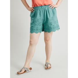 Teal Broderie Shorts