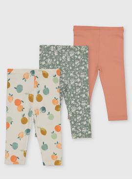 Fruit Print, Floral & Orange Leggings 3 Pack