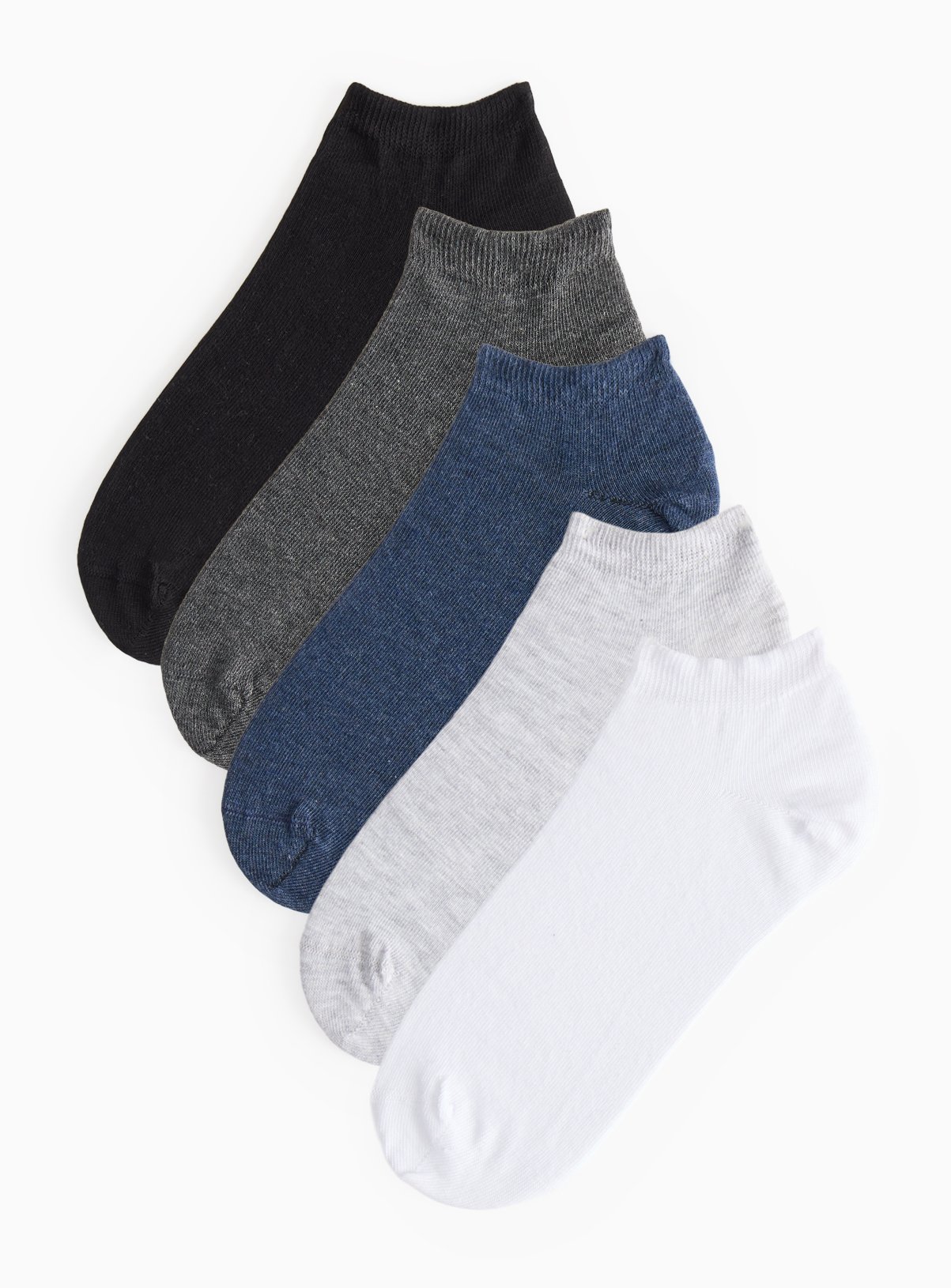 White, Grey & Black Sports Trainer Socks 5 Pack 