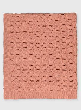 Pink Lace Knit Blanket - One Size