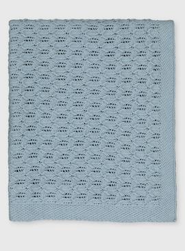 Blue Lace Knit Blanket - One Size