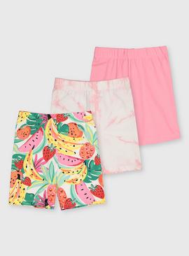 Tropical Fruit, Pink & Tie Dye Shorts 3 Pack