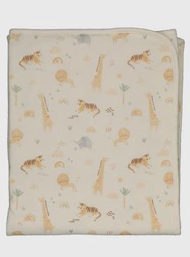 Cream Safari Print Organic Blanket - One Size