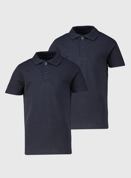 Navy Unisex Polo Shirts 2 Pack