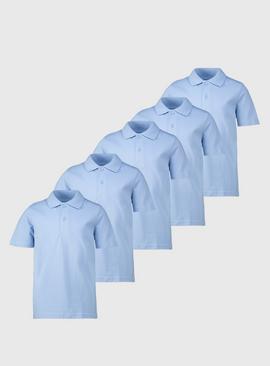 Blue Unisex Polo Shirts 5 Pack