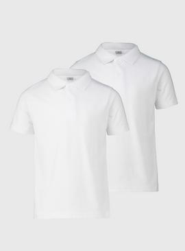 White Unisex Slim Fit Polo Shirts 2 Pack