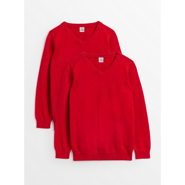 Buy Pack Unisex Red V-Neck Jumpers years School jumpers and
